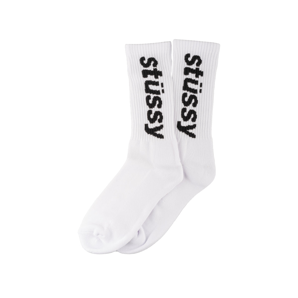 Stussy - Helvetica Crew Socks (White/Black) – amongst few