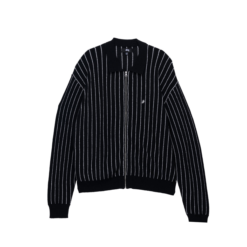 トップス STUSSY LIGHT WEIGHT LS ZIP POLO Stussy Light Weight Long-Sleeve Zip Polo 'Black Stripe' 117189