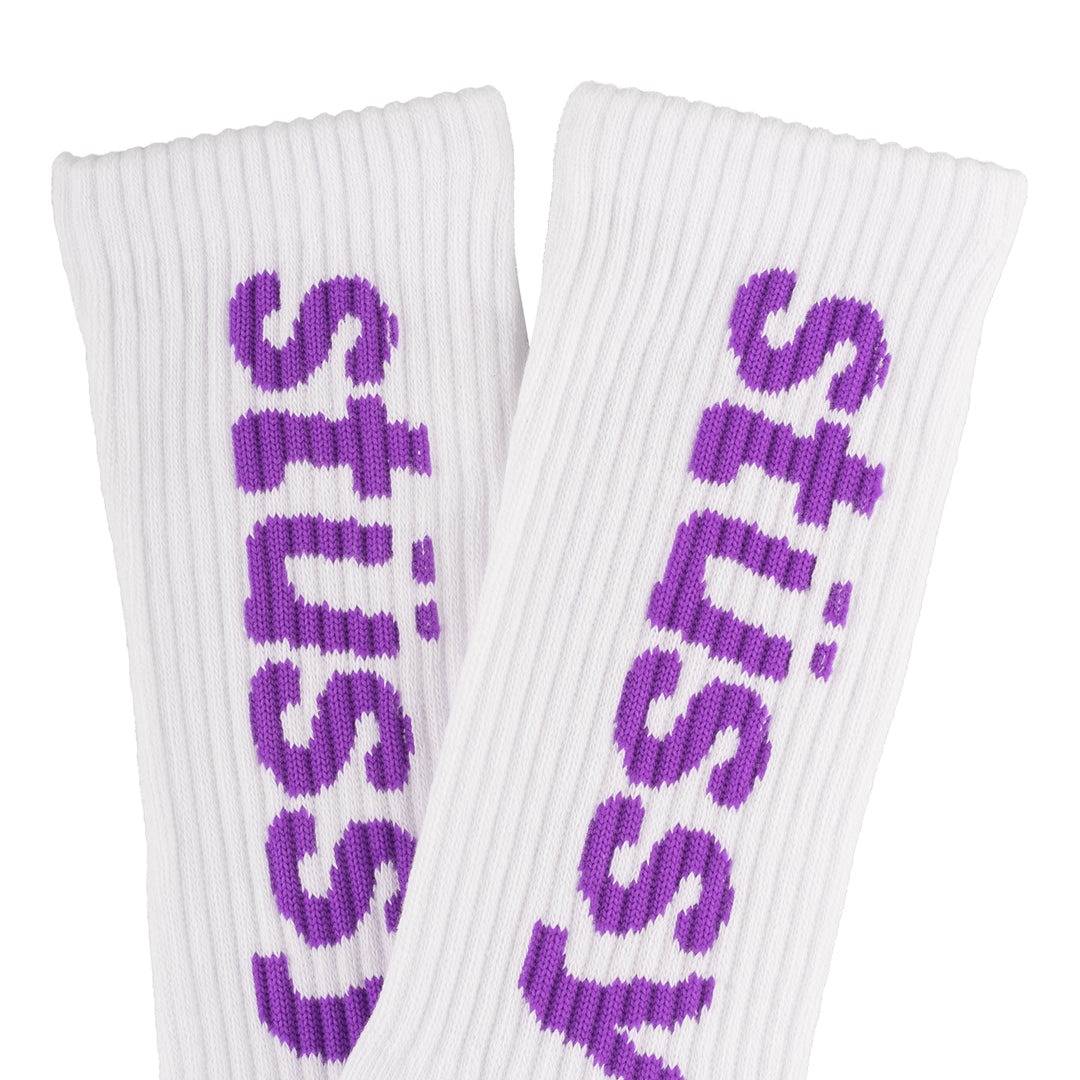 Stussy - Helvetica Crew Socks (White/Purple) – amongst few