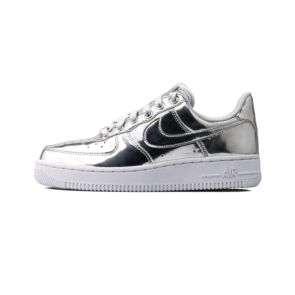 nike air force 1 sp w chrome silver & white